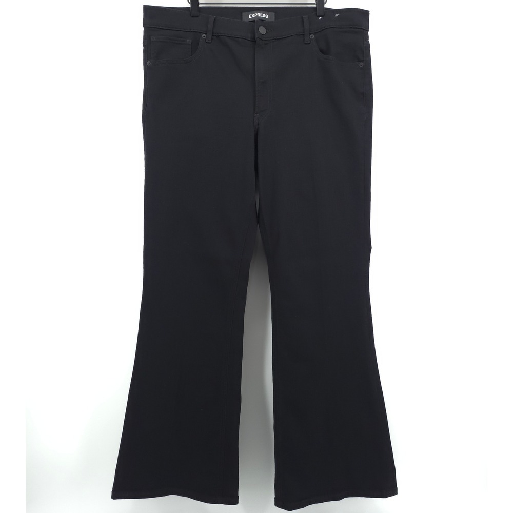 Express Slim Flare Women Pants 18R Black High Rise Stretch Workwear